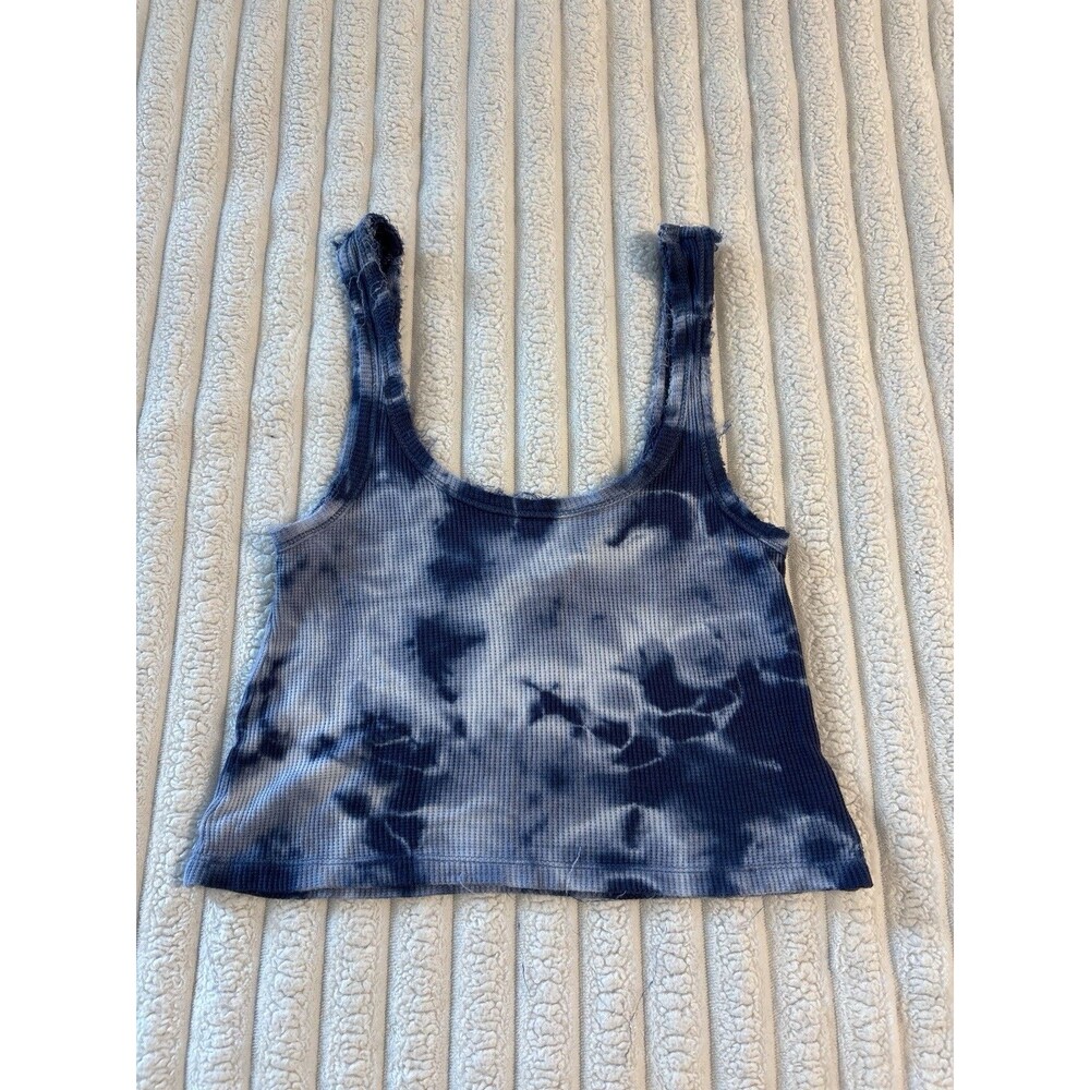Pac Sun L.A. Hearts Waffle Knit Tie Dye Crop Tank Top Women’s Small Navy Blue